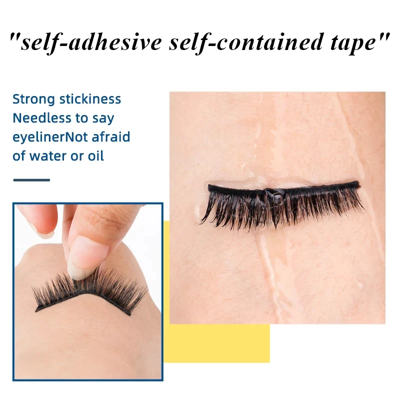 50Pcs/Box Reusable Eyelash Glue Self-Adhesive Glue-Free Strip False Eyelashes Makeup Tools Hypoallergenic No Glue Non Blooming