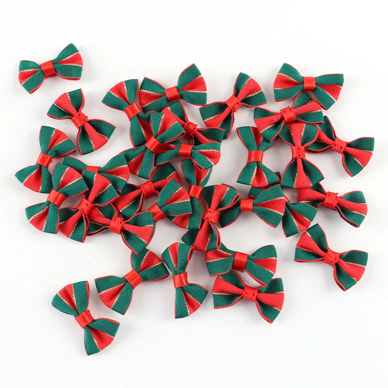 (30 Pcs/pack) 22*38mm Grosgrain Ribbon Christmas Bow Festival Party Decoration Gift Wrapper Christmas Lootabgs Home DIY Cute