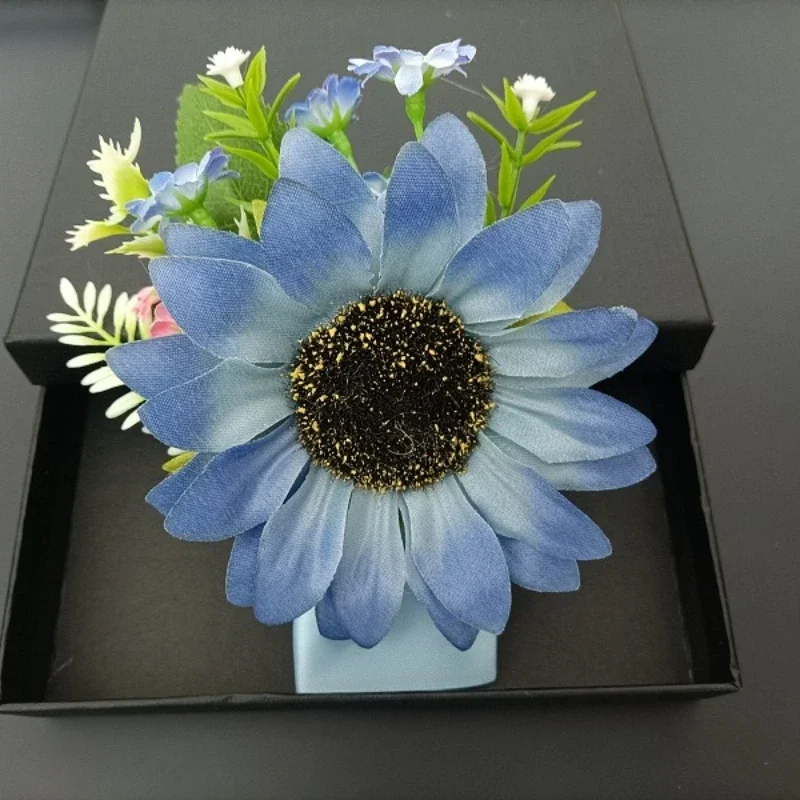 

Original Design Handmade Wedding Chest Flower Fashion Simulation Sunflower Dance Business Party Suit Shirt Accessories Jewelry