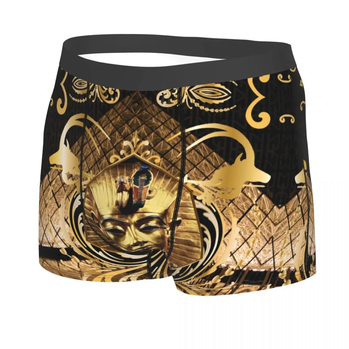 Custom Male Cool Gold Ancient Egypt God Pharaoh King Tut Underwear Egyptian Myth Boxer Briefs Stretch Shorts Panties Underpants