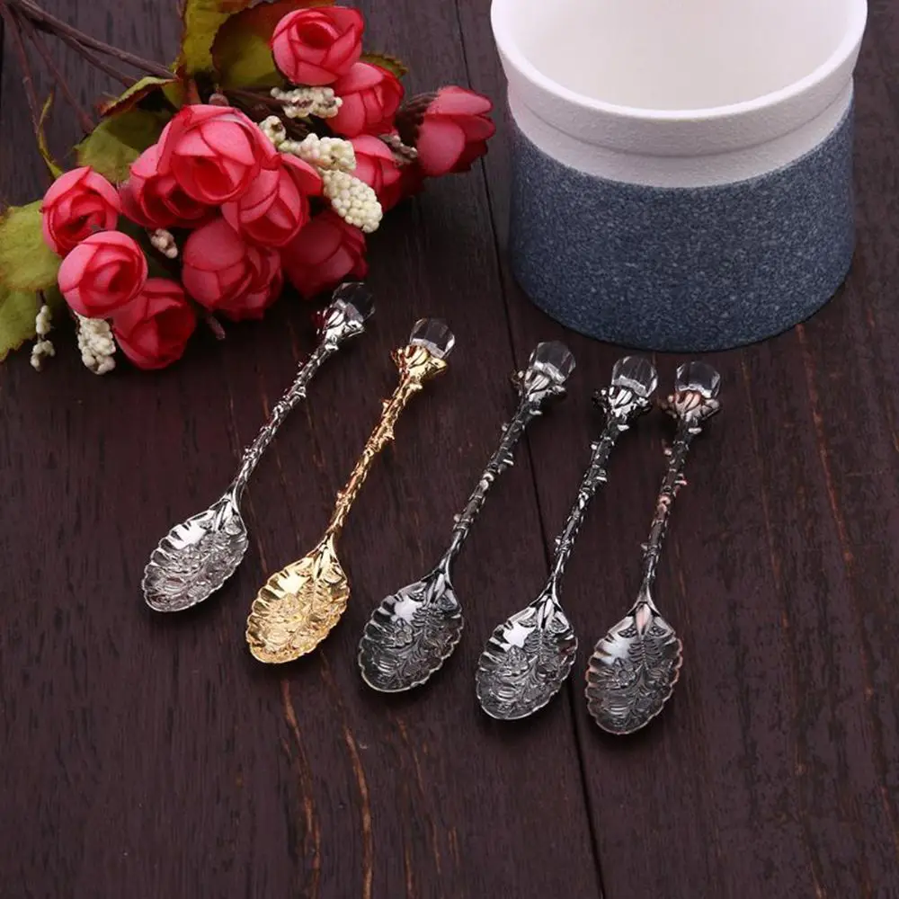 Carved Pattern Crystal Flatware Zinc Alloy Tea Ice Cream Accessories Kitchen Dining Bar Scoops