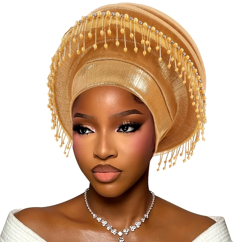 The New Style Is Gentle, Translucent, and Features a Circle of Beaded Tassels That Resemble Scattered Starlight Hanging at the Edges, Swaying Lightly When Moving, Adding a Dynamic and Romantic Touch, Perfect for Weddings, Balls, and Other Ceremonial Occasions