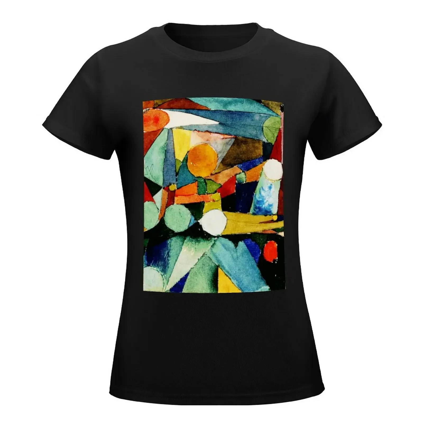 Colour Shapes | Paul Klee Abstract Watercolor Art T-Shirt funny animal print shirt for girls white t-shirts for Women