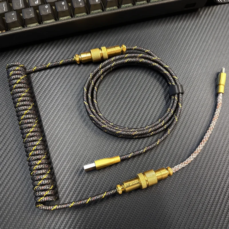 8k Coiled Aviator Keyboard Cable 1 To 1 Type C Rgb Glowing Mechanical Gaming Keyboard Wire Full Original Spiral Data Cord