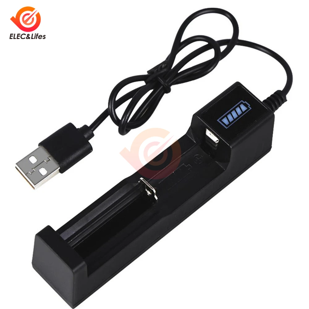 3.7V/4.2V Universal 1 Slot Battery USB Charger adapter LED Smart Chargering for Rechargeable Batteries Li-ion 18650 26650 14500