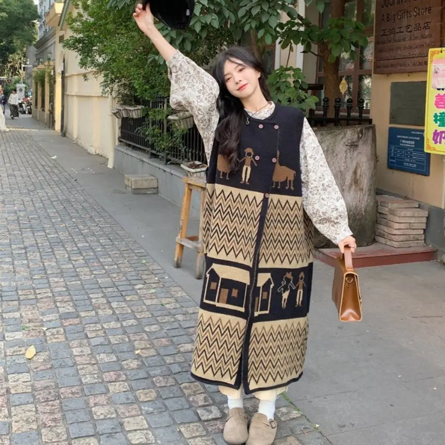 Knitted Sleeveless Dresses For Woman Party Wedding Womens Winter Brushing Turtlneck Skew Chunky Material Lady Half-Collar Casual