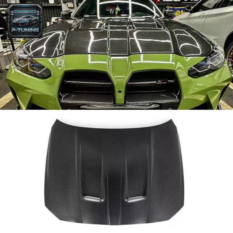 

IND Style Dry Carbon Fiber Car Engine Hood Bonnet for BMW G80 M3 G82 M4 2021+ New 2021+ Front Hood Cover Car Accessories Screws