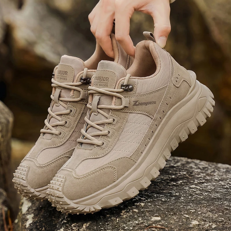 2026 New Men Low Top Breathable Canvas Shoes, Anti-Slip Wear Resistant Outdoor Hiking Boots, Plus Size Men's Work Boots