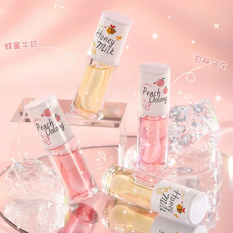 Peach Lip Oil Gloss Plumper Moisturizing Non Sticky Water Glossy Long-Lasting Transparent Liquid Lipstick