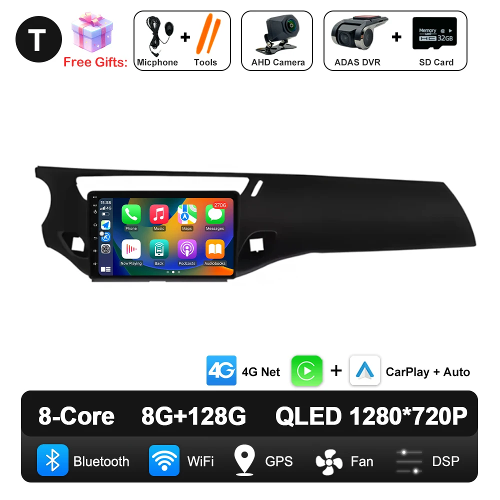 QLED Scherm Android Auto Carplay Voor Citroen C3 DS3 2010-2016 Autoradio Video Multimedia Speler WiFi GPS Navigatie DSP Stereo