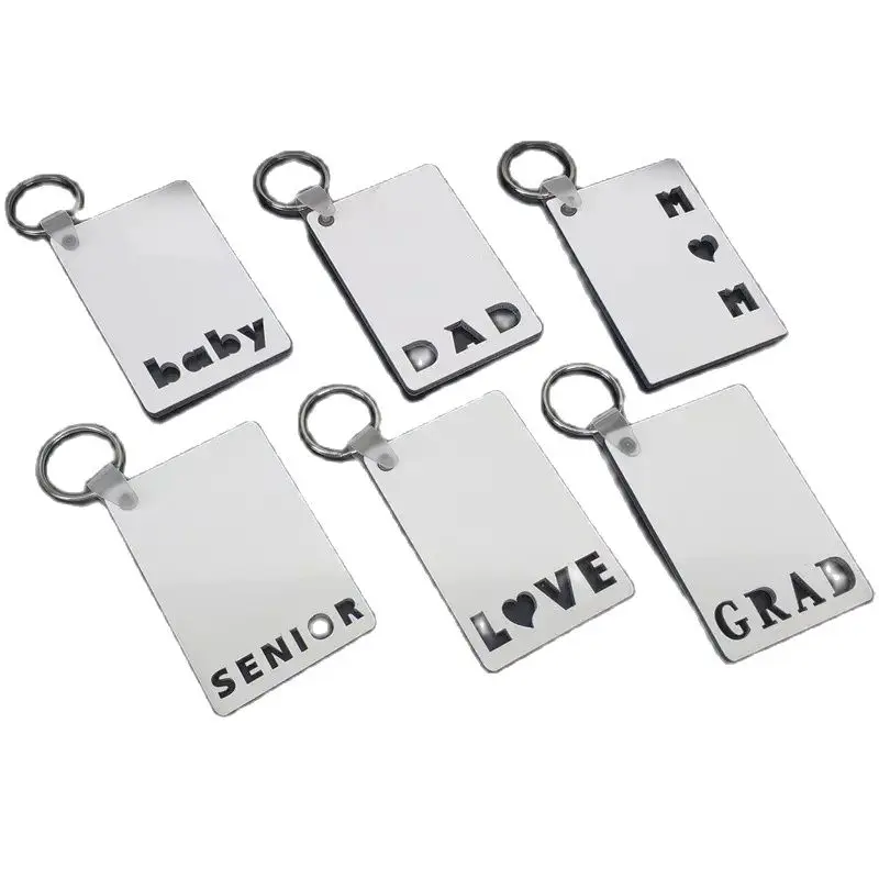 Free Shipping 50pcs/Lot Wooden Mon/Dad/Grad/Love Cheap Price Double Sided Sublimation MDF Keychain Blanks for Gifts