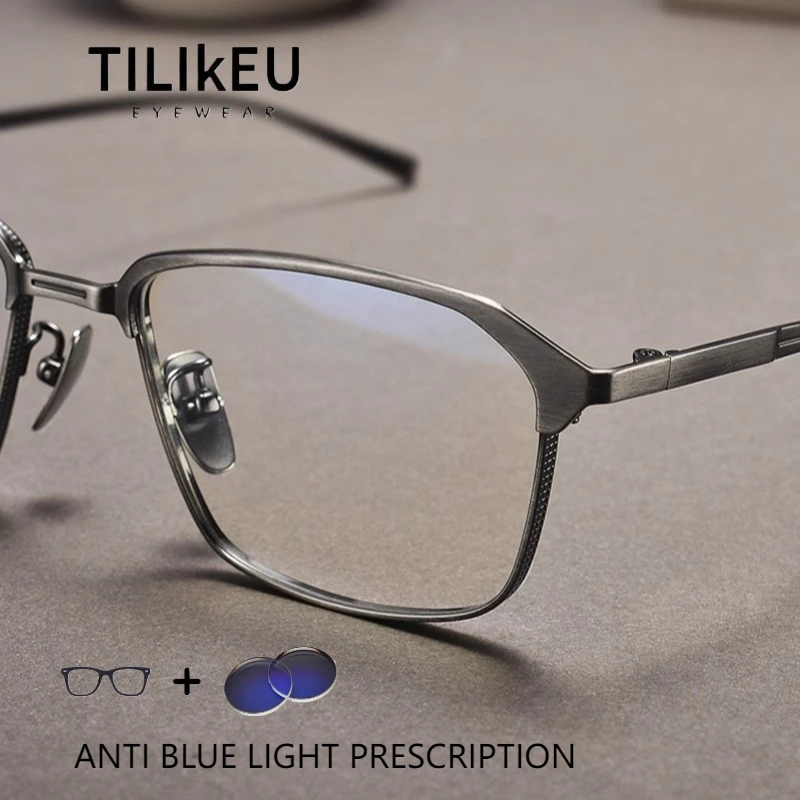 

Vintage Pure Titanium Eyeglasses Frames Men's Myopia Ultra-light Large Face Square Japanese Designer Prescription Glasses Frames