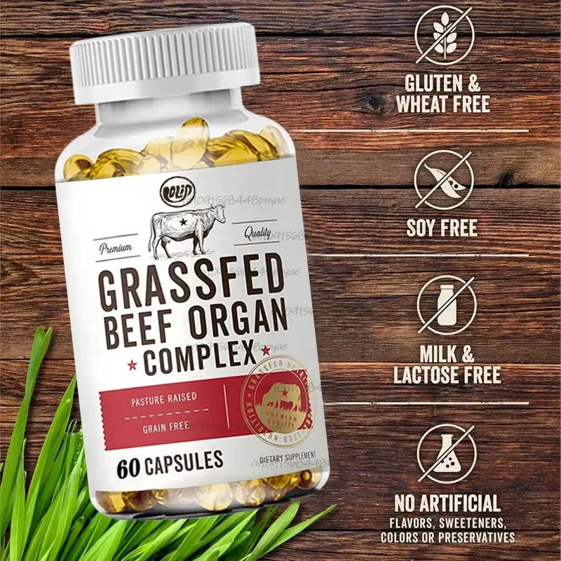 Grass Fed Beef Organ Complex | 60 Grain Pasture Fed, Grain Free Supplement Containing Dry Liver, Kidneys, Pancreas, Etc