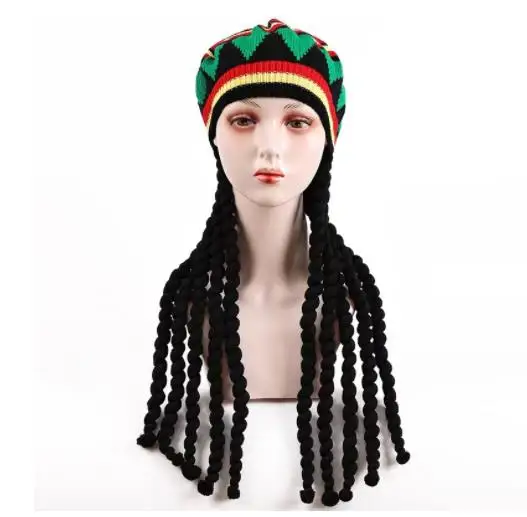 Hip Hop Cap Knitted Wig Braid Hat men women Jamaican Bob Marley Rasta Beanie Winter Gorra Hombre Dreadlocks Reggae Czapka Zimowa