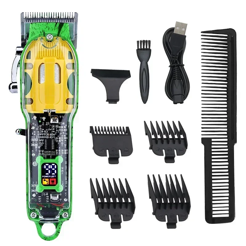 Resuxi JM-200 Electric Hair Clipper Men Rechargeable Wireless Hair Trimmer with Limit CombTransparent Cover Hair Cutting Machine