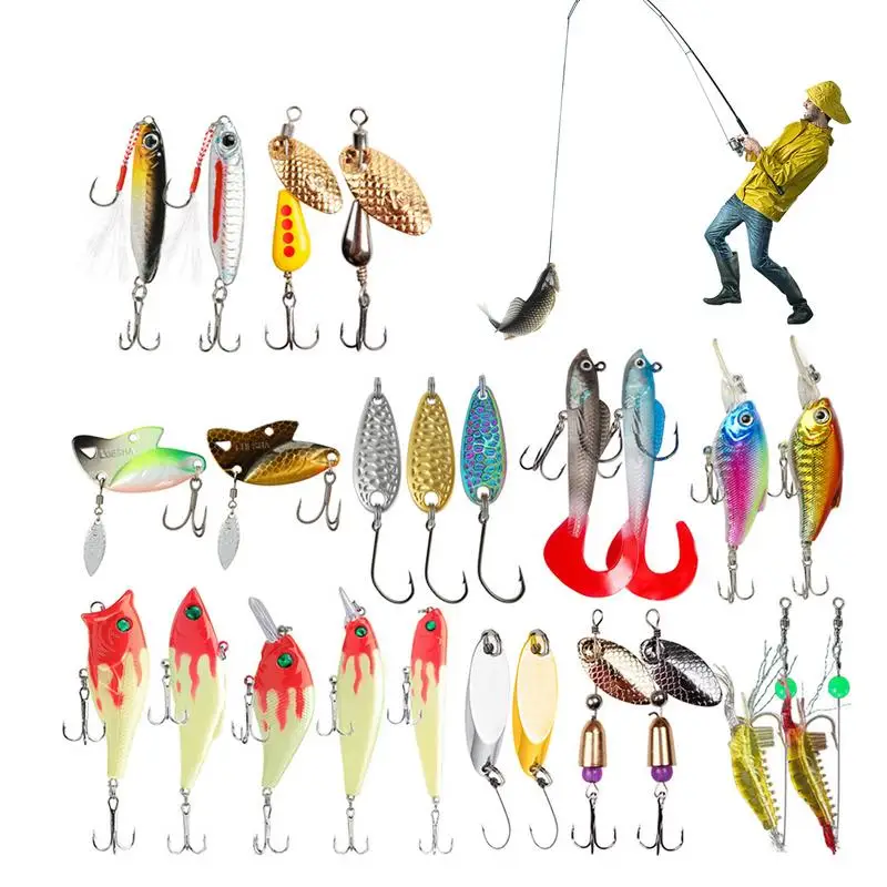 Christmas Advent Calendar 24X Trout Spinner Lures Fishing Kit Creative Saltwater Fish Tackle Kit Christmas Countdown Calendar