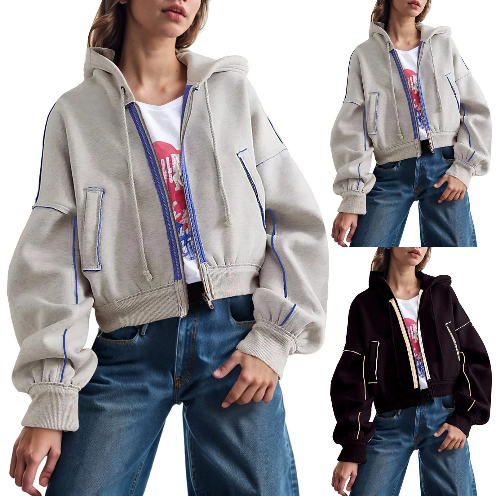 Abrigo con capucha deportivo informal a la moda para mujer, Top de manga larga con capucha, chaquetas tipo kimono de talla grande para mujer, gabardina de nailon para mujer