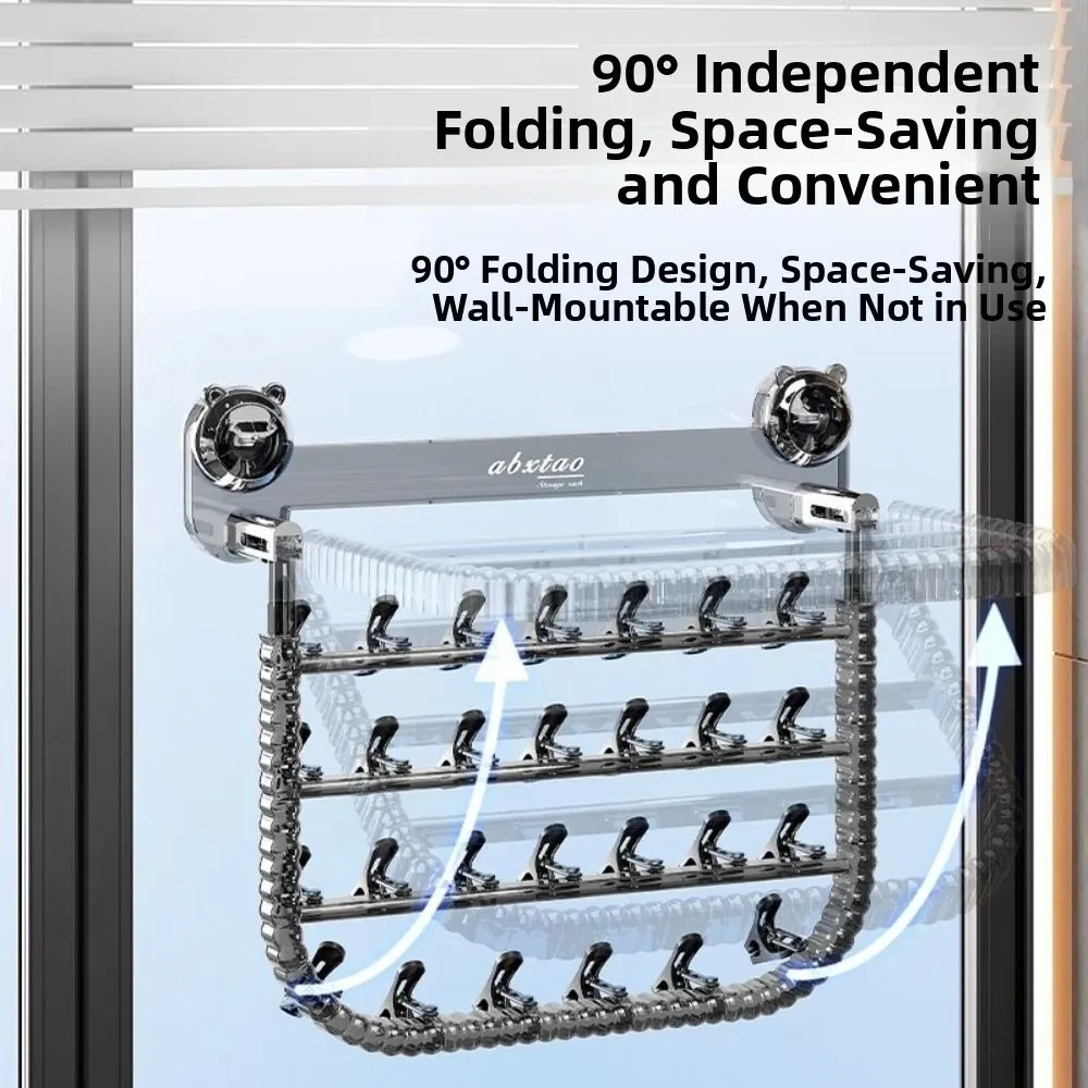 

Rotating Suction Cup Drying Rack Wall-mounted Folding Socks Drying Clips Windproof 27 Clips Baby Clothes Drying Rack Towels