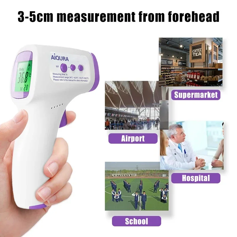 AJC Medical Baby Thermometer Infrared Digital LCD Body Measurement Forehead Ear Non-Contact Adult Fever IR Children Termometro