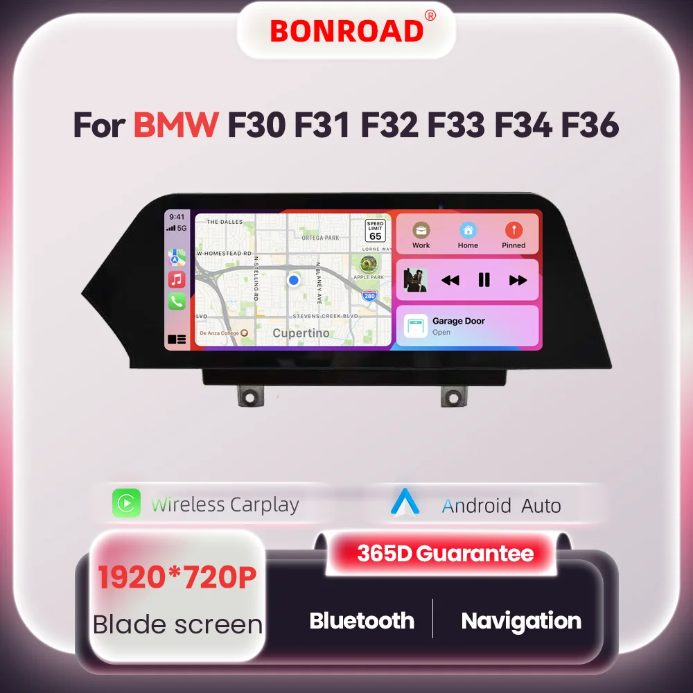 BONROAD Blade Screen Wireless CarPlay Android Auto Multimedia Autoradio per BMW Serie 3 4 F30 F31 F32 F33 F34 F36 F87 F82