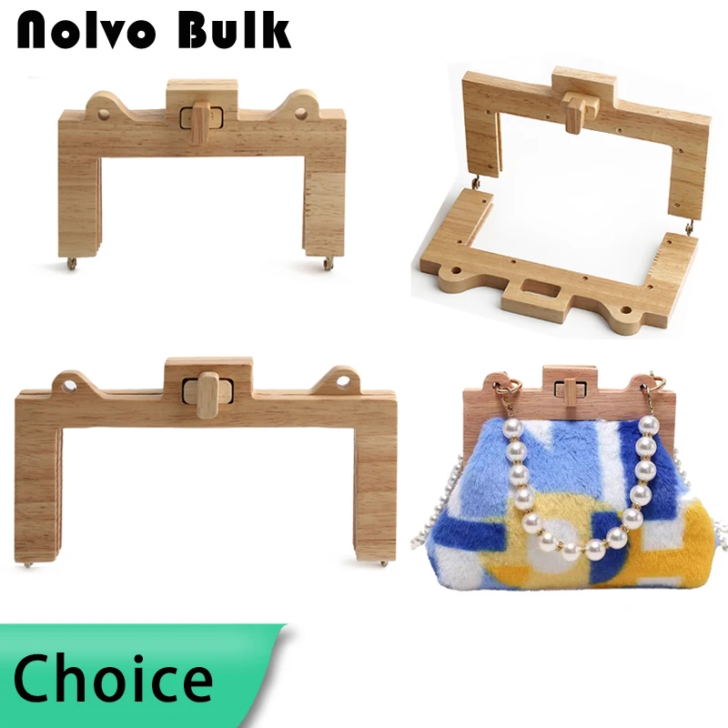 

1PC 17.5cm Wood Bag Handle Twist Lock Buckle Wooden Purse Frame Kiss Clasp DIY HandBag Sewing Brackets Accessories