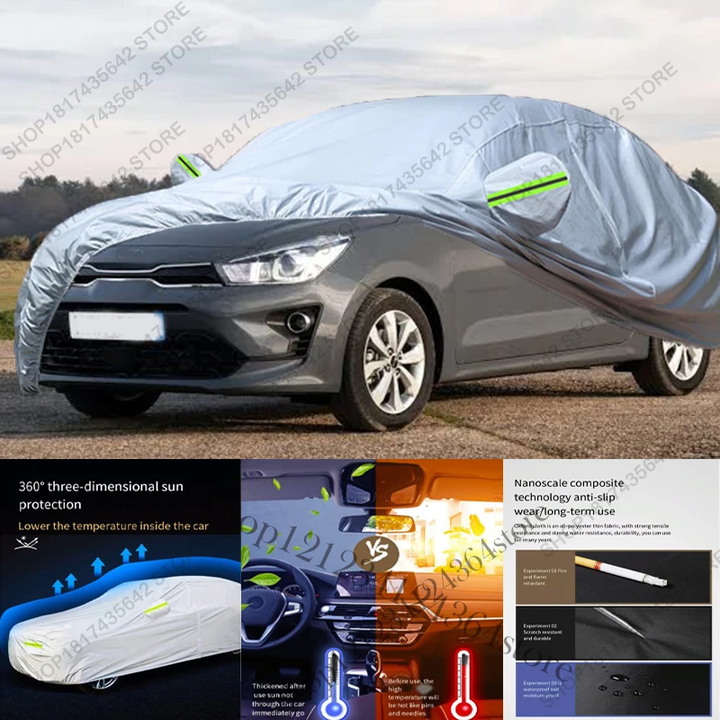 Volledige autohoes compatibel met Kia Rio 2017-2025, all-weather bescherming tegen zon, regen, UV, stof, voor buiten en binnen.