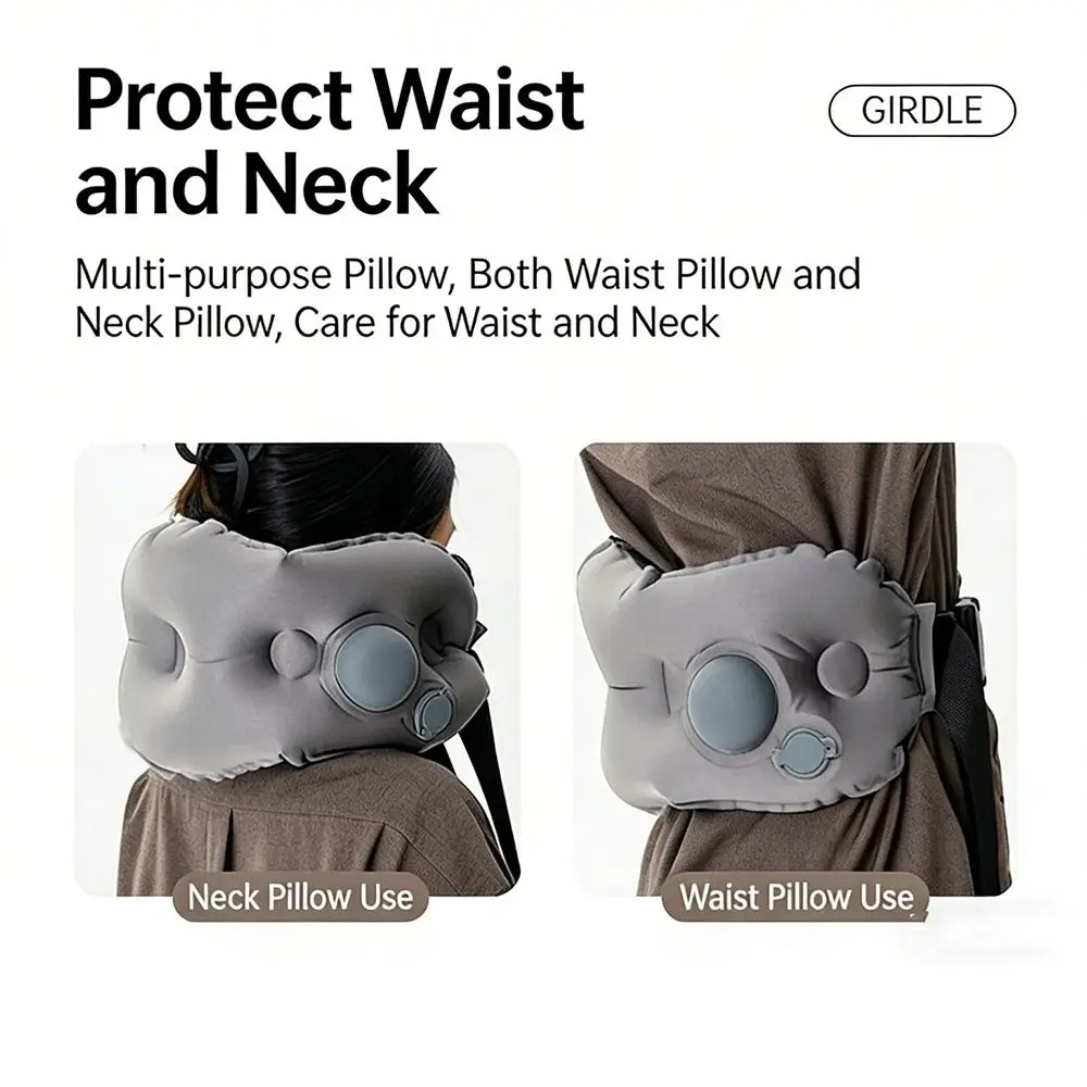 Portable Inflatable Lumbar Pillow with Storage Bag Comfortable Lumbar Support Cushion Press Self-Inflation Adjustable