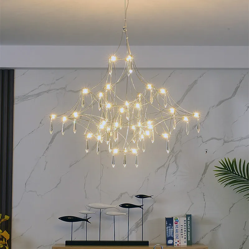 Crystal Chandelier For Living Room Dining Bedroom Hanging Lamps For Ceiling Golden Lustre Design Modern Home LED Suspension Lamp