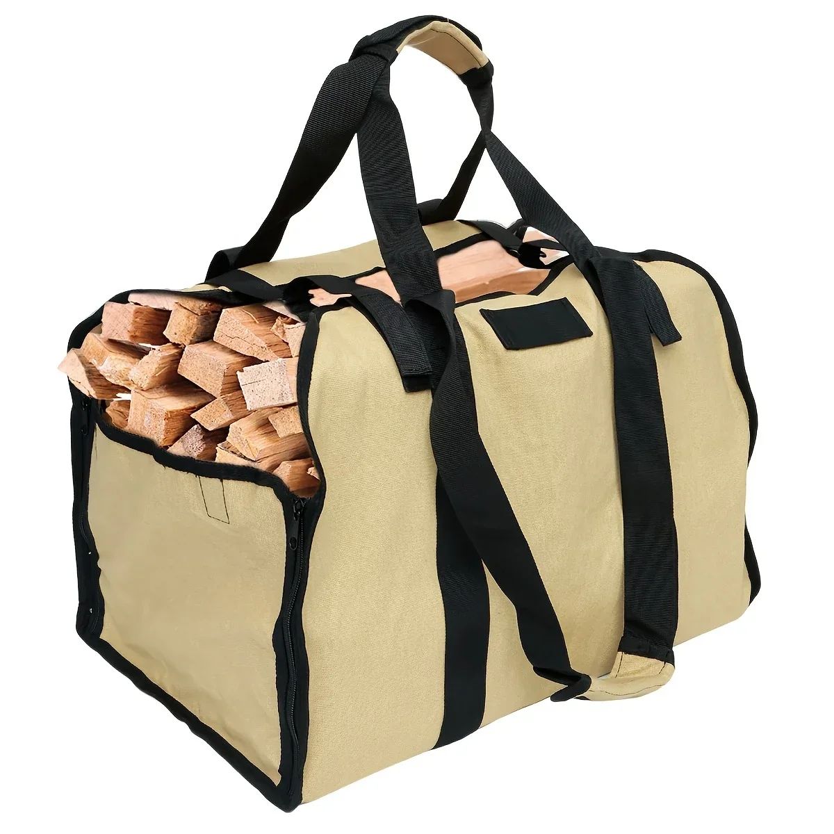 

Large Firewood Carrier, Heavy Duty Waxed Canvas Log Carrie Holder Outdoor Portable Durable Firewood Storage Bag Easy to Carry