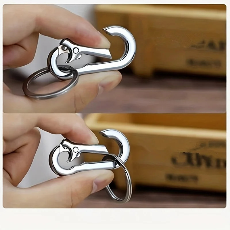 1pc Stainless Steel Keychain Minimalist Key Ring Bag Accessory Car Pendant Phone Ornament