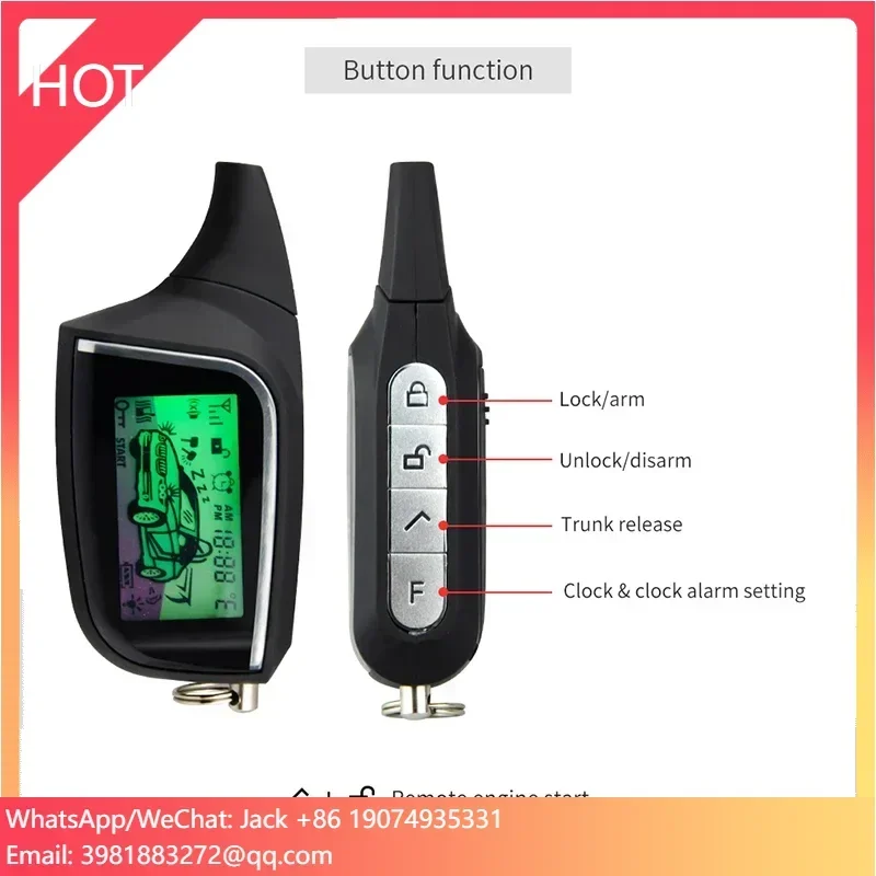 

EASYGUARD EC205 2 Way LCD Pager Display Remote Engine Start Shock Alarm Warning Remote Start Car Alarm System