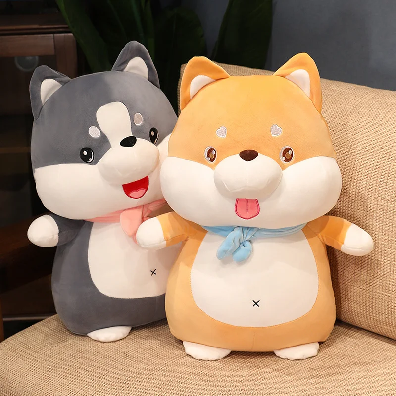 

30cm-60cm Soft Stuffed Chubby Cartoon Husky Shiba Inu Plush Toys Comfy Fluffy Huggable Doggy Doll Warm Cute Accompany In Winter