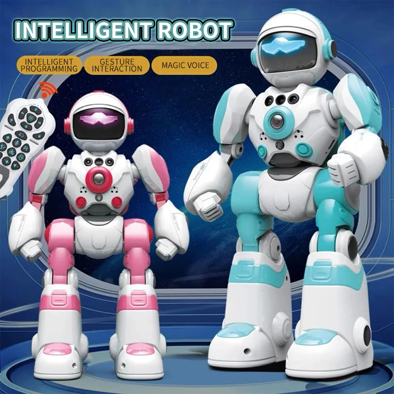 Robot de voz inteligente con Control remoto AI, gesto de programación, música, baile, iluminación, guerrero espacial, modelo de juguete