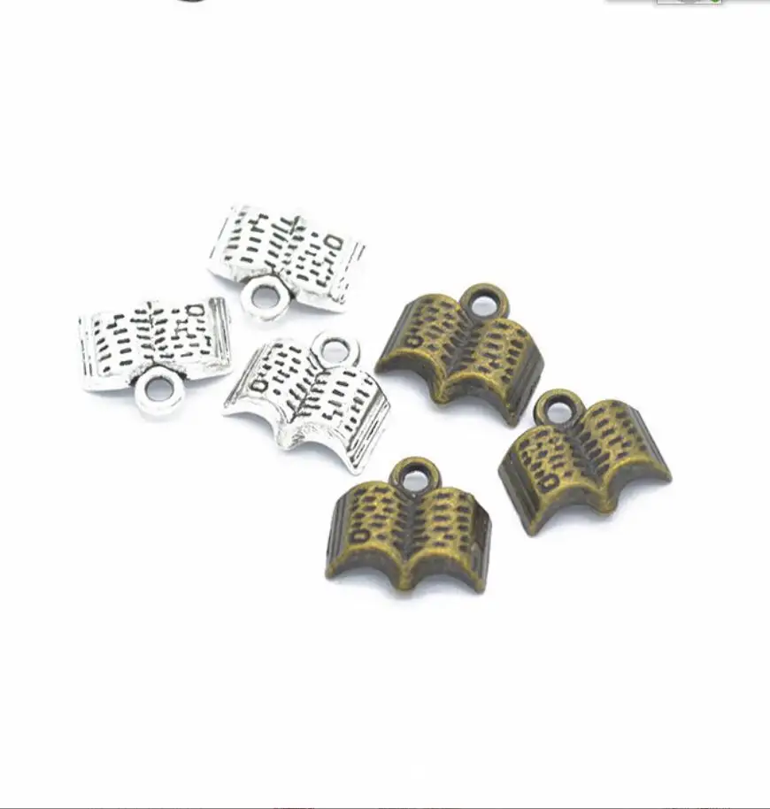 12x11mm 20pcs NICE Antique Silver Plated Book Handmade Charms Pendant:DIY for bracelet necklace F0716