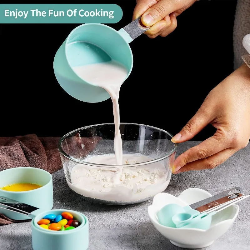 Clearance_Stainless Steel 8PCS Measuring Cup and Spoon Set with Scale for Accurate Baking and Cooking Grain Dessert Measuring To image 6