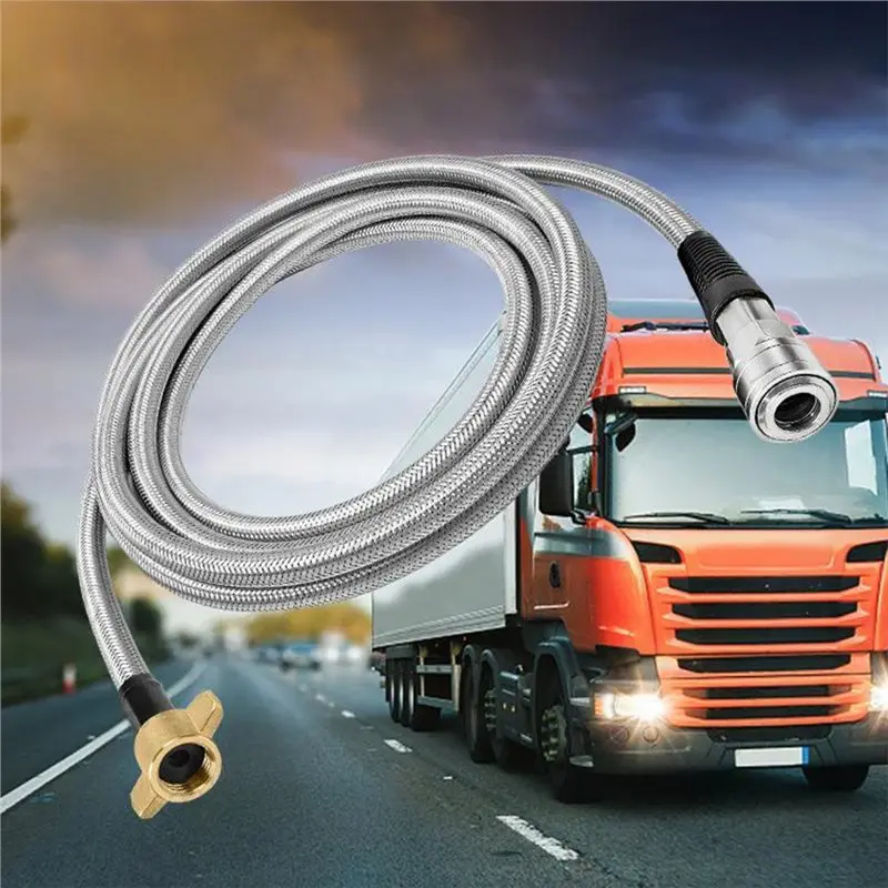 New Shown-Air Hose-M16 Air Take-Off Valve-Self-Locking Quick-Connect Design- 1-Meter Heavy-Duty Truck Air Reservoir Hose