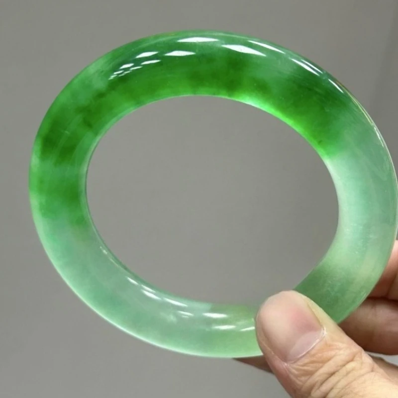Natural High Ice Green Floating Flower Quartzite Jade Bracelet