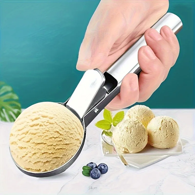 High-Grade Stainless Steel Ice Cream Scoop with a User-Friendly Trigger Mechanism – Durable and Easy to Grip, Ideal for Serving