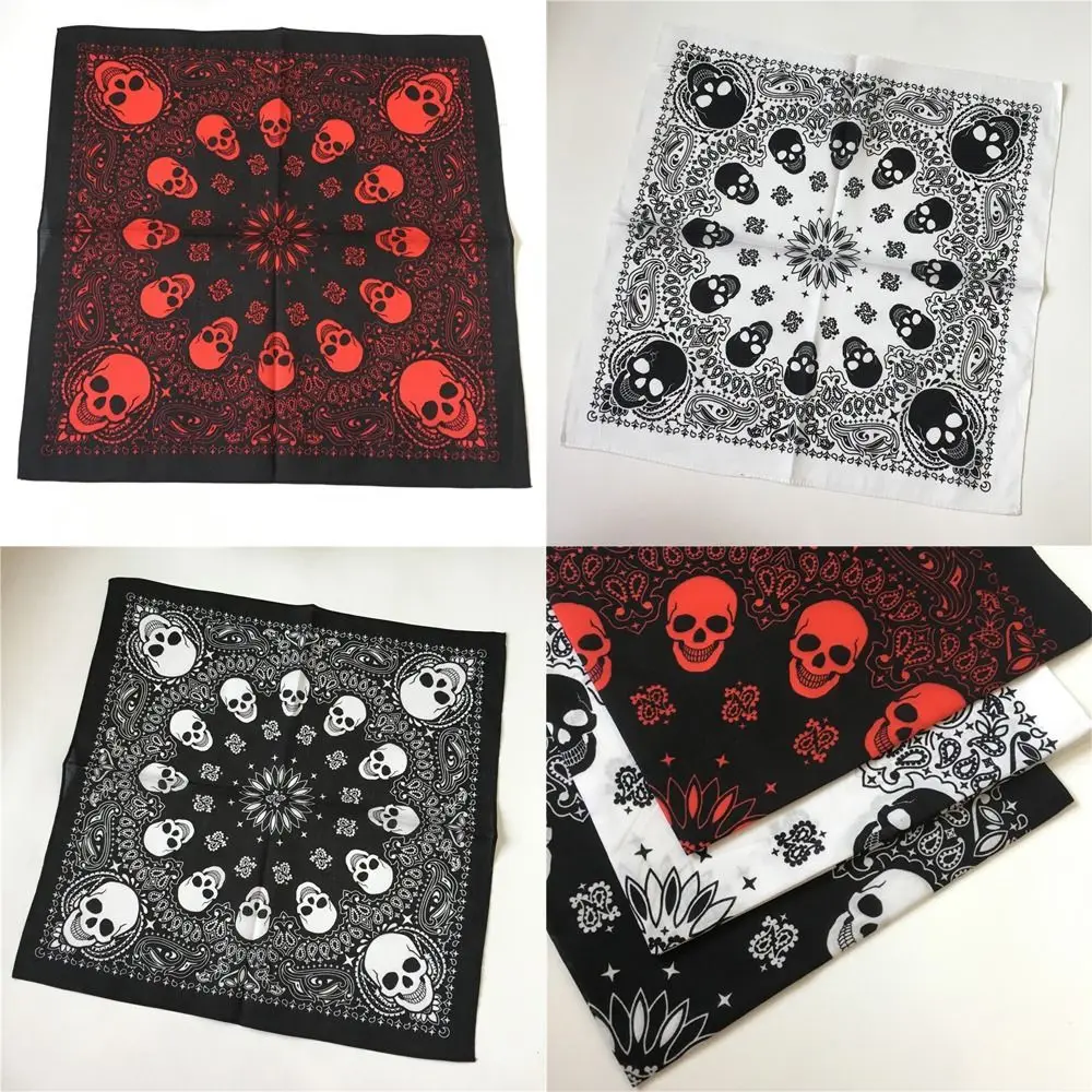 100% Cotton Material Hip Hop Scarf Western Style Skull Cashew Pattern Windproof Printed Shawl Sun Protection Scarf Women\'s