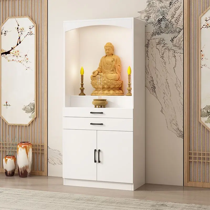 Solid wood new Chinese color repair puzzle opposite door Buddha cabinet incense case assembly altar table E0 level bedroom