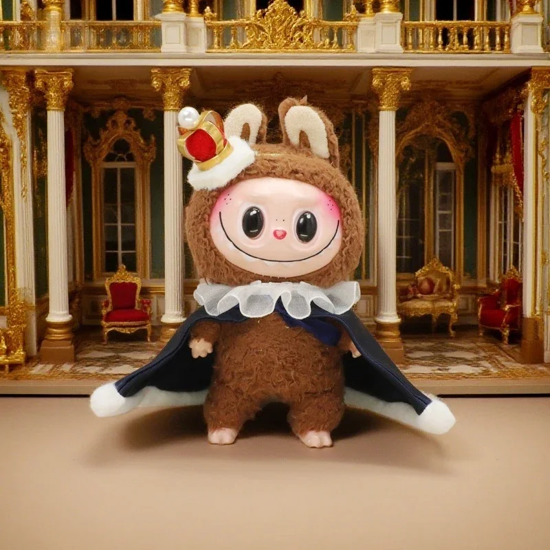 

King's Cloak for LabubuCrown Headwear Customized Yellow Cloak Sparkling Diamond Crown for Labubu Dolls Outfit Accessorie