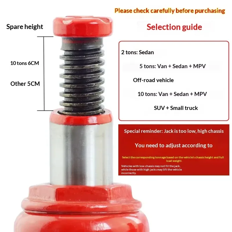 3-ton Vehicle-mounted Alloy Steel Hydraulic Jack 10T Vertical Low-position Low-profile Hand-cranked Car Roof 1-year Warranty