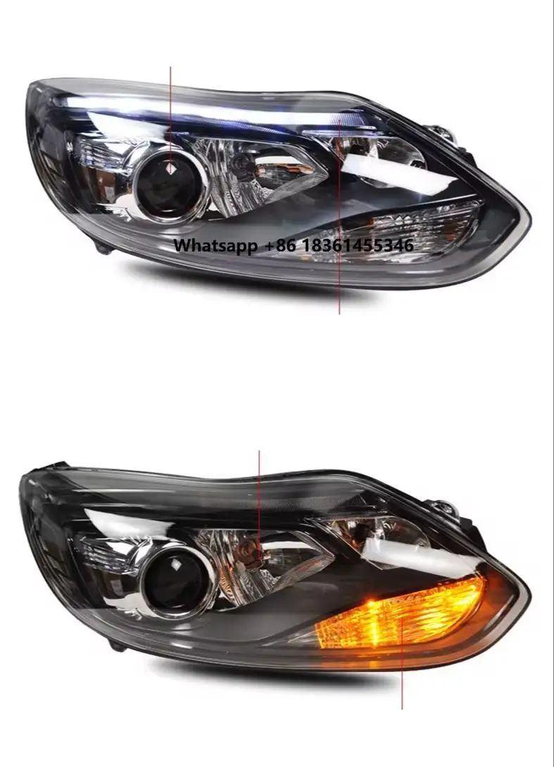 

Car LED HID Xenon Headlight for focus ST 2012 Angel Eyes DRL Daytime Running Lights with turn signal
