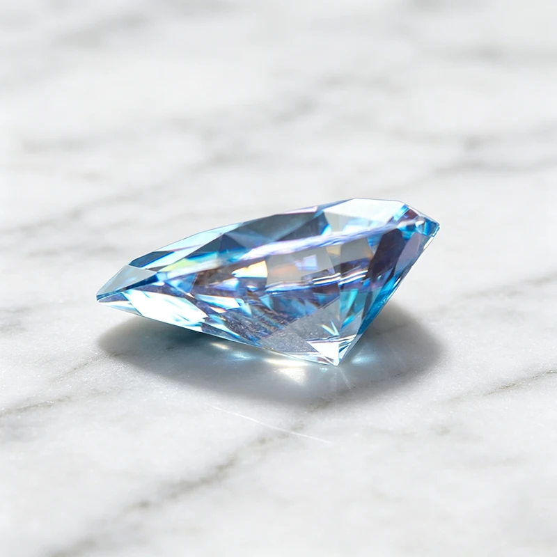 Moissanit-Stein in Birnenform, Saphirblau, Edelstein für Schmuckherstellung, Besteht Diamanttester mit Zertifikat – Detail 4