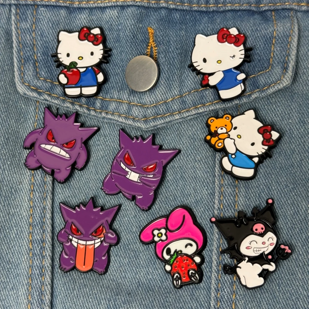 Manga Esmalte Pinos Saco Lapela, Coisas Bonitas Broches, Emblemas De Metal, Mochila Jóias Presente, Roupas Jóias