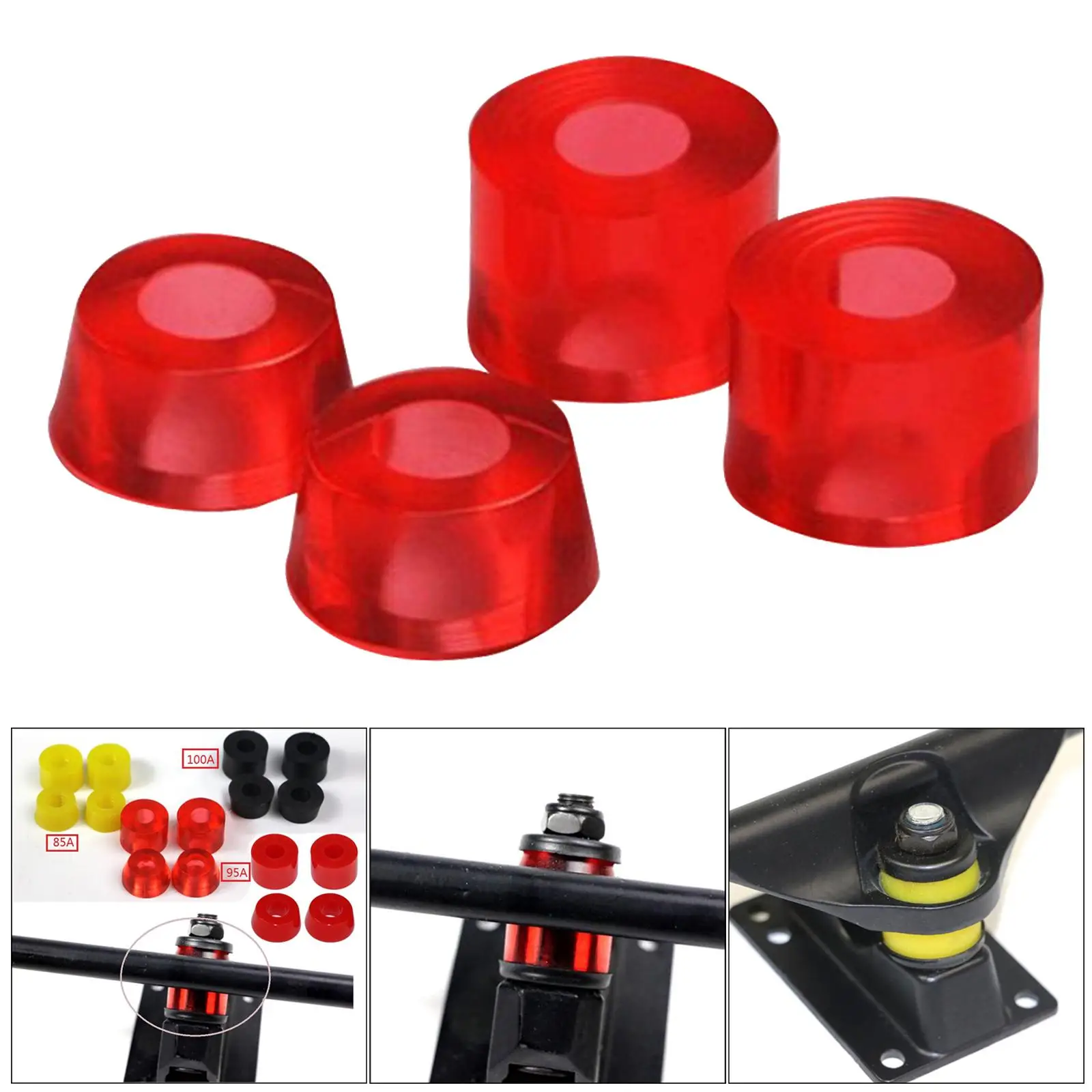 

Skateboard Bushing Kit with PU Shock Pads Universal Truck Replacement Set for Longboard Double Tilt Brackets