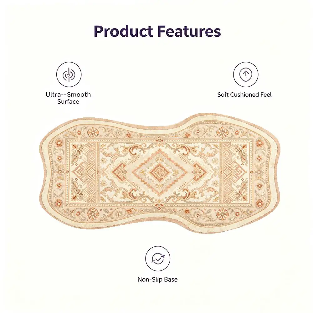 Special Shaped Light Beige Brown Persian Table Mat Creative Large Size Non Slip Rubber Base For Office Decor