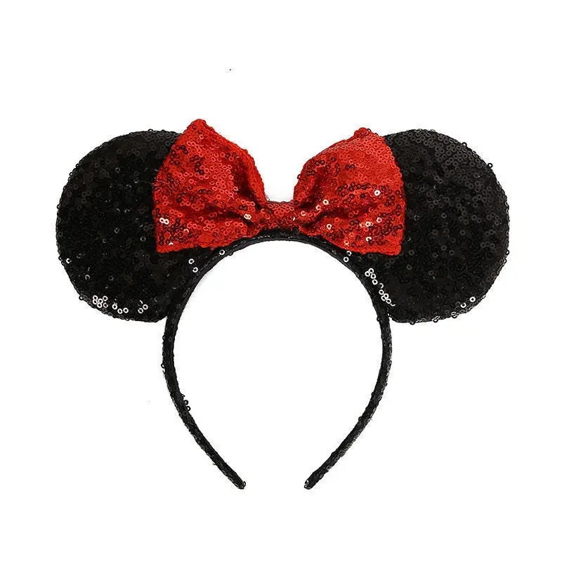 Vergnügungspark Mickey Stirnband, Minnie 3D Pailletten, Schleifenstirnband, Mickey Mouse Pailletten-Stirnband – Detail 6