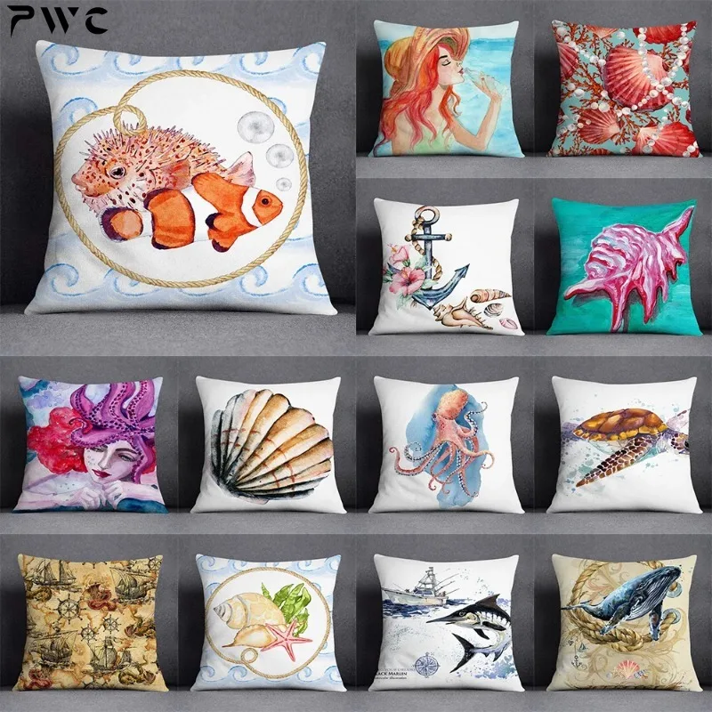 

Ocean World Series Printed Pattern Cushion Cover for Home Living Room Sofa Office Decoration Throw pillowcase 45 * 45cm