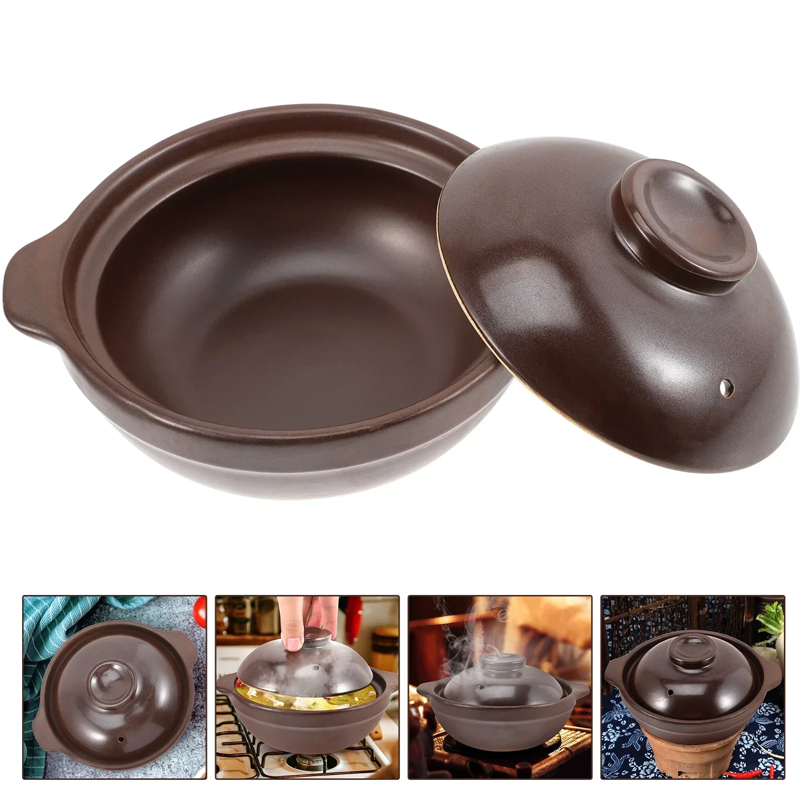 Olla cazuela de arcilla para cocinar estofado, sopa de cerámica, plato de cerámica caliente, tapa para Pasta, utensilios para leche, fideos, olla de cocina, estufa de café